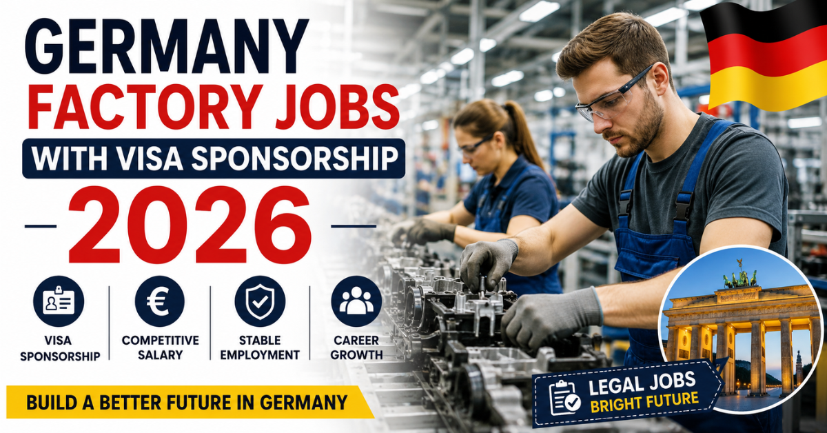 Factory workers in a modern German manufacturing facility with industrial equipment and safety uniforms
